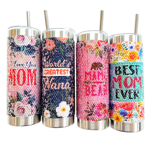 24oz Rhinestone Cup Mother's Day Assortment- 4/Pack