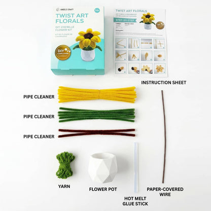 Sunflower Twist Art Floral DIY Kit – Chenille Flower Craft