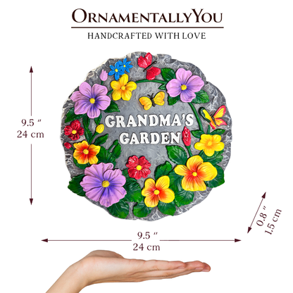 Grandma’s Garden Floral Stepping Stone, 9.5" Outdoor Decor
