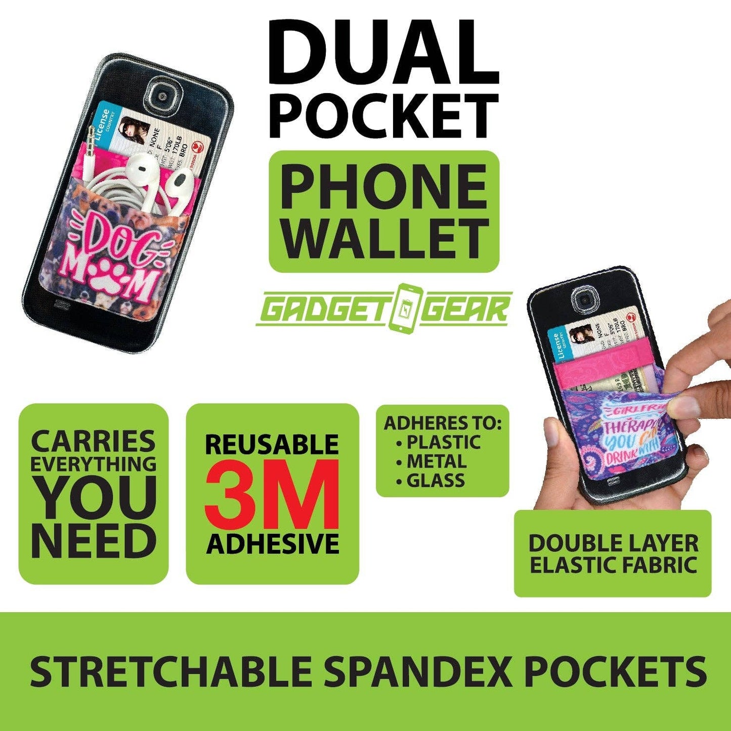 Gadget Gear Dual Pocket Spandex Phone Wallet