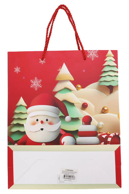 3d Glitter Christmas Santa Gift Bag - 12 Pcs