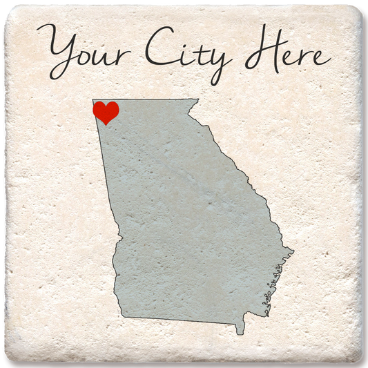 Custom Love Your Town State Silhouette Heart Coaster