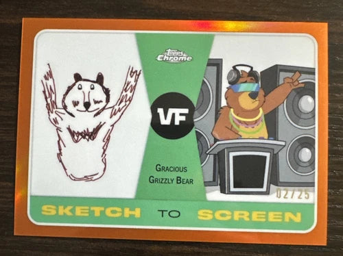 1 of 25 2025 Topps Chrome Veefriends SK-4 Sketch to Screen Gracious Grizzly Bear ORANGE /25